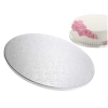 PODKŁAD POD TORT gruby 20cm OKRĄGŁY srebrny 1.2cm KOMUNIA WESELE SZTYWNY